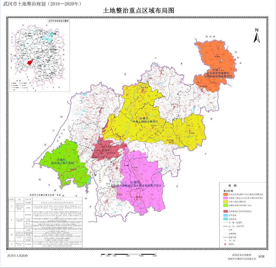 武冈区土地整治重点区域布局成果图